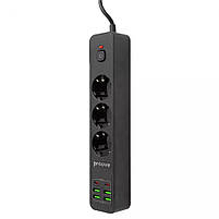 Мережевий фільтр Proove Power Strip P-03 (3 розетки + 4 USB + 2 Type-C) 2М, фото 5