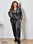 5840-32 Спортивний костюм жіночий на блискавці велюр на хутрі батал (3 од: 54,56,58), фото 3