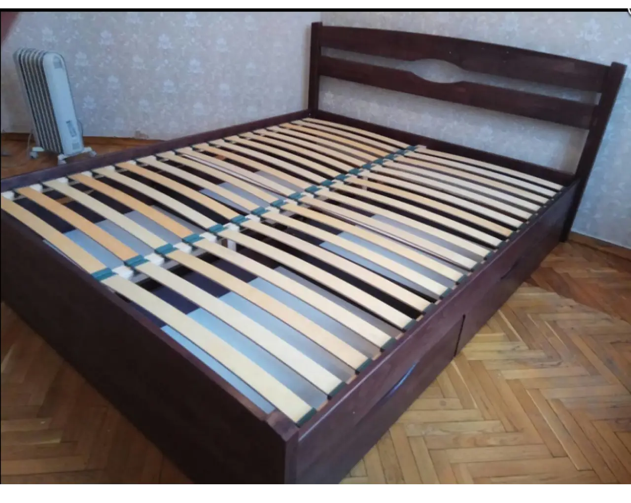 Ліжко полуторне Лікерія - Люкс 120 х 200 см + 4 ящики (темний горіх), фото 1