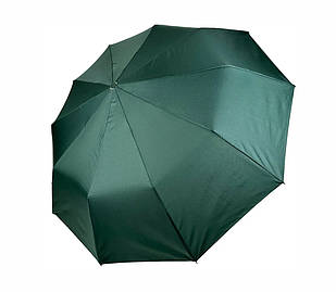 Однотонна жіноча парасолька-напівавтомат зелена Bellissimo №533 з 10 спицями, антивітрова система