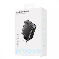 Мережевий зарядний пристрій Proove Speed Surge Gan 65W (USB + 2 Type-C), Black, фото 4