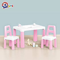 Набір стіл з двома стільцями рожевий Технок 0457