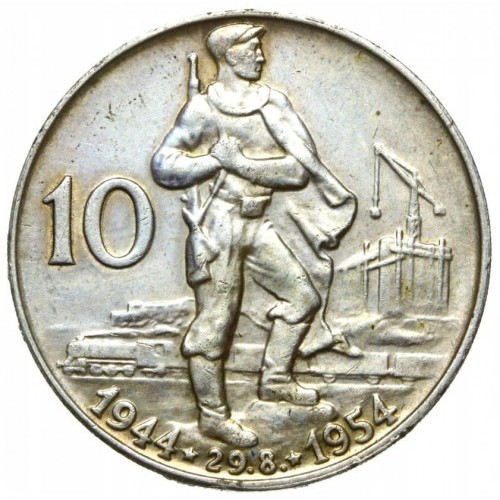 Чохословакція 10 крон, 1954 10 років Словачкому відновленню зіблуко 12 г. No2249