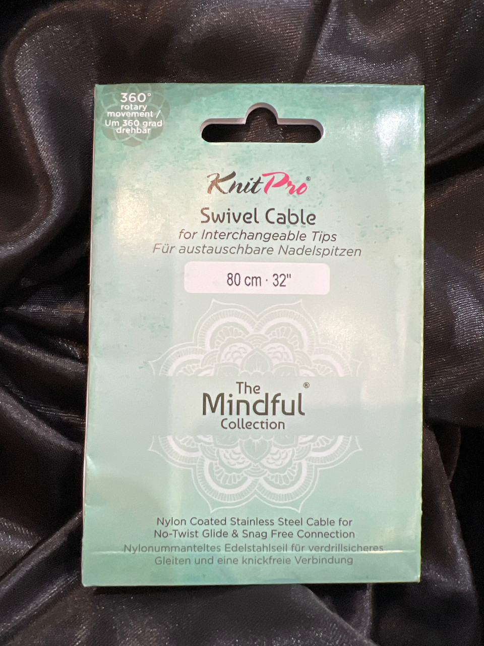 36604 Поворотний кабель бірюзового кольора Mindful KnitPro 80 см, фото 1