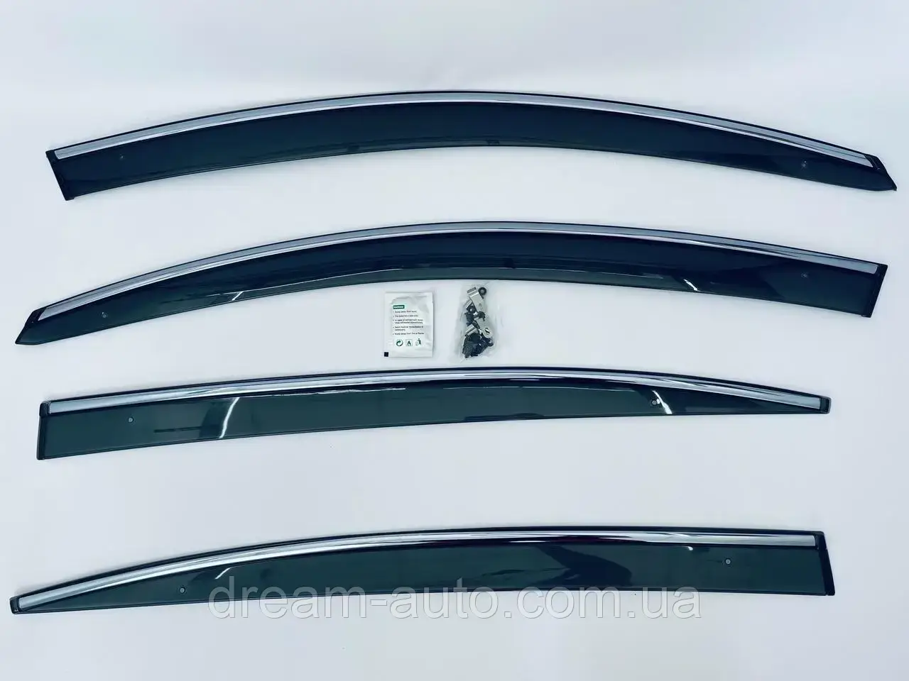 Дефлектори вікон Volkswagen Passat B6 / B7 Sedan Eur  2011  з хром молдингом, фото 1