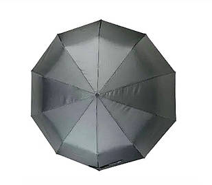 Однотонна жіноча парасолька-напівавтомат сіра Bellissimo №533 з 10 спицями, антивітрова система