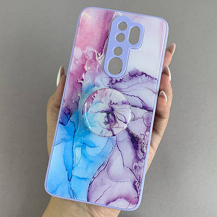 Чохол для Xiaomi Redmi Note 8 Pro мармуровий чохол з попсокетом на телефон сяомі редмі нот 8 про бузковий o5u, фото 1