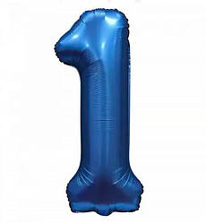 Кулька Цифра "1" (76 см) колір - синій (сатин)