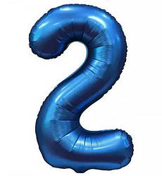Кулька Цифра "2" (76 см) колір - синій (сатин)