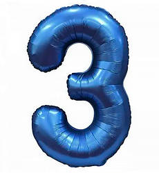 Кулька Цифра "3" (76 см) колір - синій (сатин)