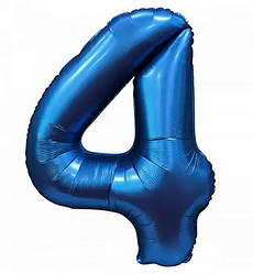 Кулька Цифра "4" (76 см) колір - синій (сатин)