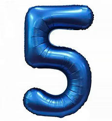 Кулька Цифра "5" (76 см) колір - синій (сатин)