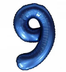 Кулька Цифра "9" (76 см) колір - синій (сатин)