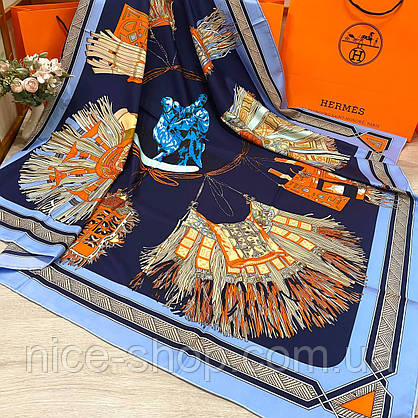 Хустка H.e.r.m.e.s шовкова з ручною підшивкою, фото 6