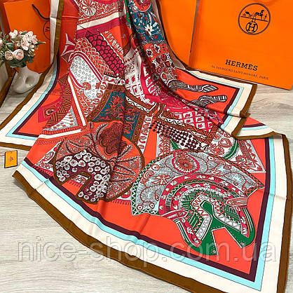 Хустка H.e.r.m.e.s шовкова з ручною підшивкою, фото 5
