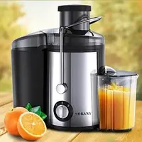 Електричний соковитискач для фруктів SOKANY 800 Вт. Електросоковитискач 2 швидкості зі сталі нержавіючої