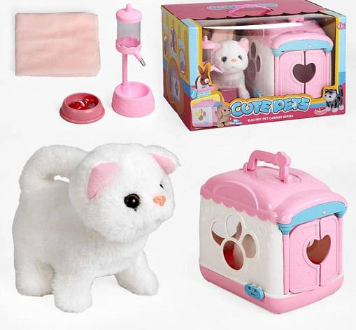 Інтерактивне кошеня з будиночком переноскою і тарілочками, фото 1