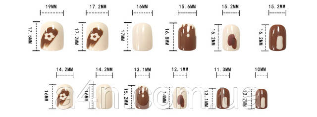 Накладные ногти - Интернет-магазин A4N Размеры накладных ногтей