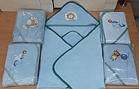 Рушник дитячий для купання з капюшоном велюровий 80×80 TM Zeron, Туреччина колір світло-блакитний