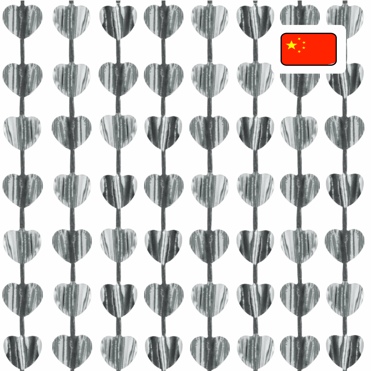 Штора-дощик (Китай) 054 СЕРЦЯ металік срібло 200*100