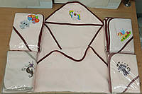 Рушник дитячий для купання з капюшоном велюровий 80×80 TM Zeron, Туреччина колір персиковий