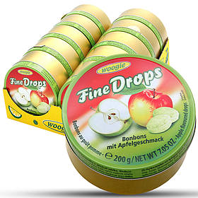 Льодяники Woogie Fine Drops зі смаком яблука з цукровою пудрою 200г