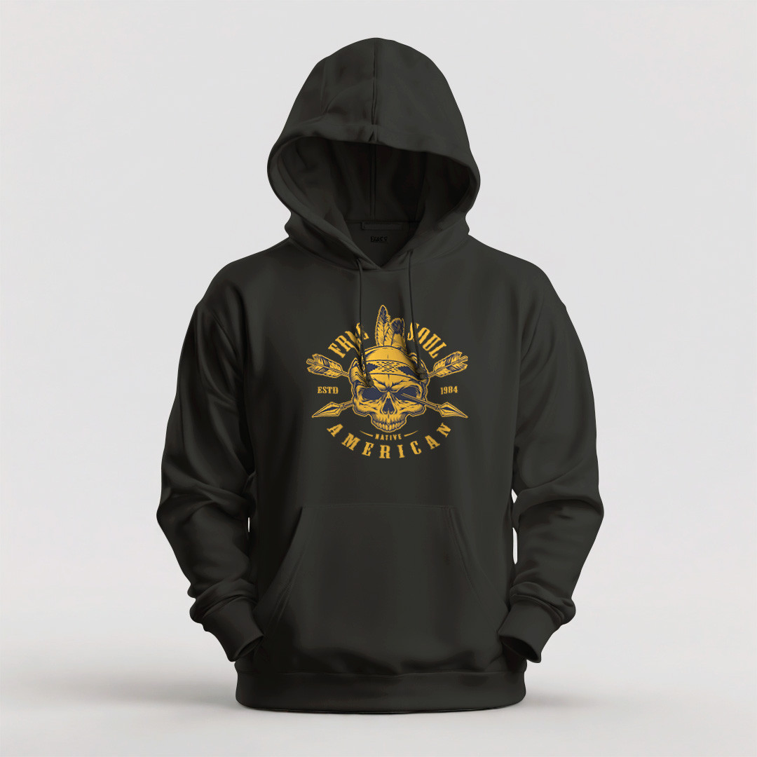 Худі чоловіче унісекс утеплене Stedman з принтом FREE SOUL  XS чорне, фото 1