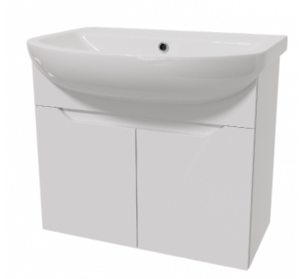 Тумба підвісна  70 см з умивальником "Runa-70", біла для ванної кімнати