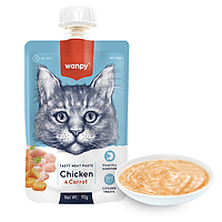 Wanpy Chicken & Carrot ВАНПІ КРЕМ-ПЮРЕ КУРКА З МОРКВОЮ рідкий корм для котів - 90 г