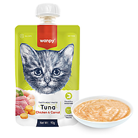 Wanpy Tuna Chicken & Carrot ВАНПІ КРЕМ-ПЮРЕ ТУНЕЦЬ І КУРКА З МОРКВОЮ рідкий корм для котів - 90 г