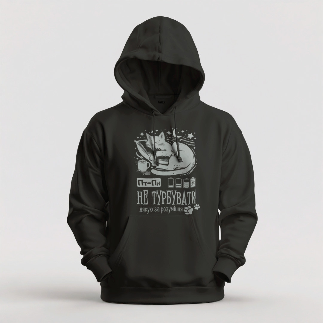 Худі чоловіче унісекс утеплене Stedman з принтом НЕ ТУРБУВАТИ  XS чорне, фото 1