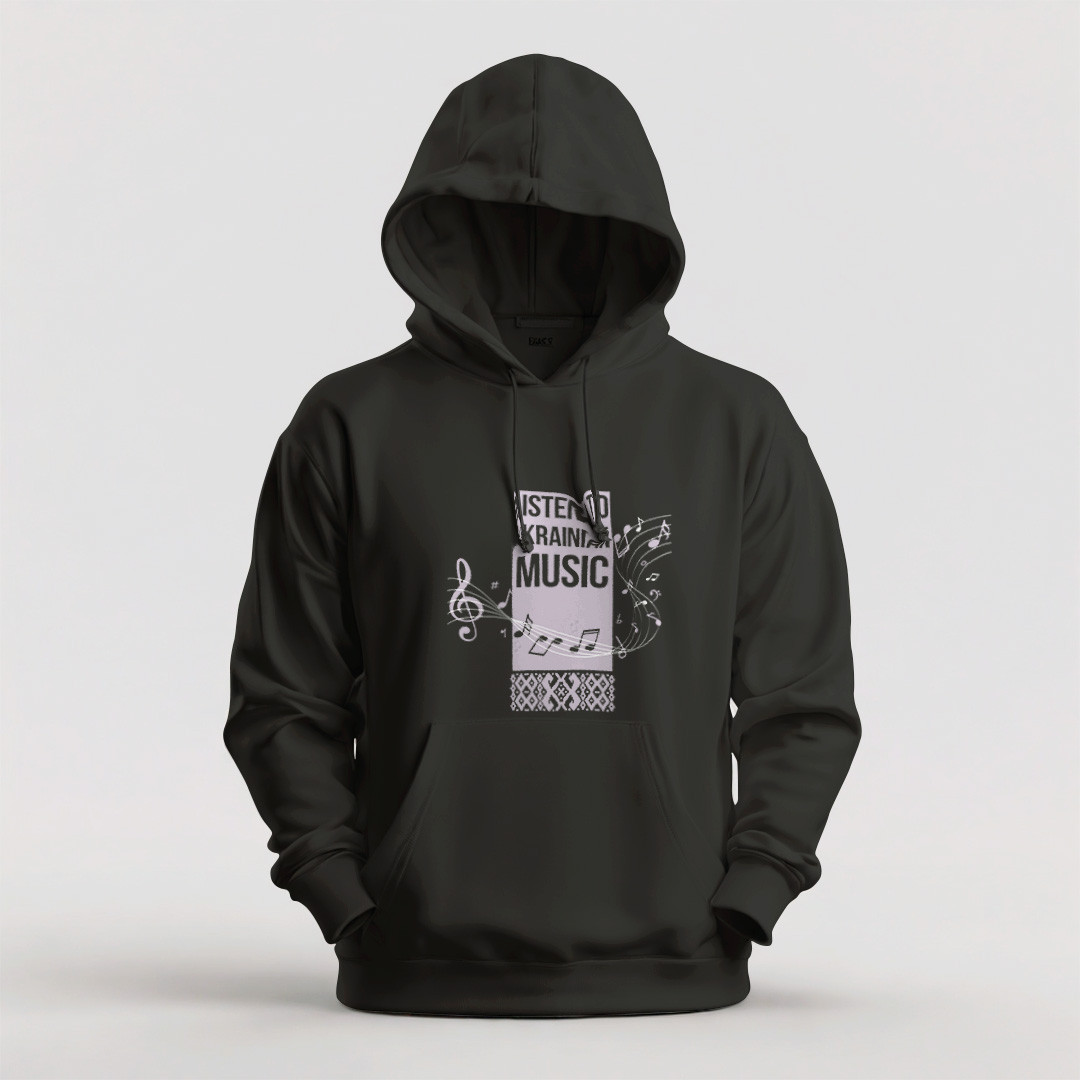Худі чоловіче унісекс утеплене Stedman з принтом MUSIC  XS чорне, фото 1