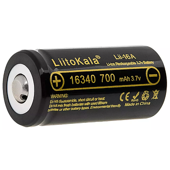 Акумулятор 16340 Li-Ion 700mAh 3,7В, LiitoKala Lii-16A, 1шт / Багаторазова акумуляторна батарейка літієва
