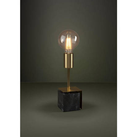 Настільна лампа метал та камінь без плафона чорний/латунь на 1 лампу Е27 26х8 см, фото 2