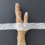 Ажурне мереживо вишивка на сітці: білого кольору сітка, біла нитка, ширина 4 см, фото 2