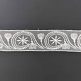 Ажурне мереживо вишивка на сітці: білого кольору сітка, біла нитка, ширина 4 см, фото 3