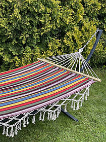 Двомісний гамак із планкою BALI Різнокольоровий XXL 200х150 WCG. Гамак для двох. Сімейний гамак