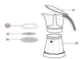 Ущільнювальна прокладка для гейзерної кавоварки Delonghi Alicia EMK 6 (5332135100) 72x55x3 мм, фото 4
