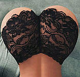 Сексульні жіночі труси, чорні мереживні трусики шортики L, фото 3