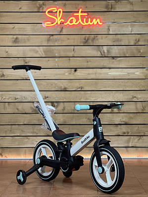 Велосипед з батьківською ручкою трансформер дитячий 12" Best Trike 61514 чорно-блакитний