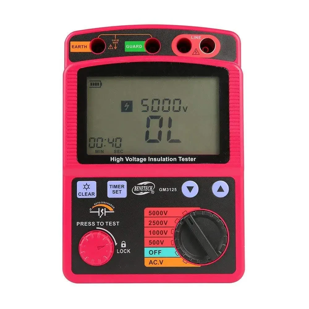 Вимірювач опору ізоляції до 1000 ГОм Benetech GM3125