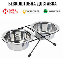 Миски Trixie для собак, на підставці, металеві, 10 см, 2х200 мл