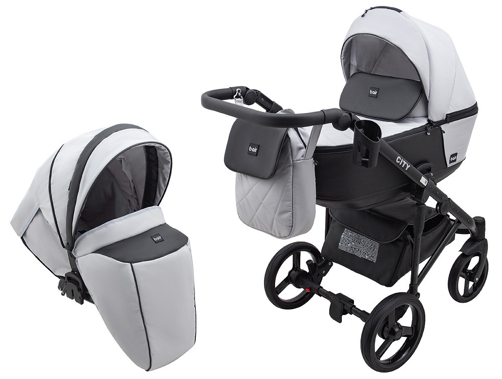 Коляска 2 в 1 Bair City Soft 10 сірий / чорний, фото 1