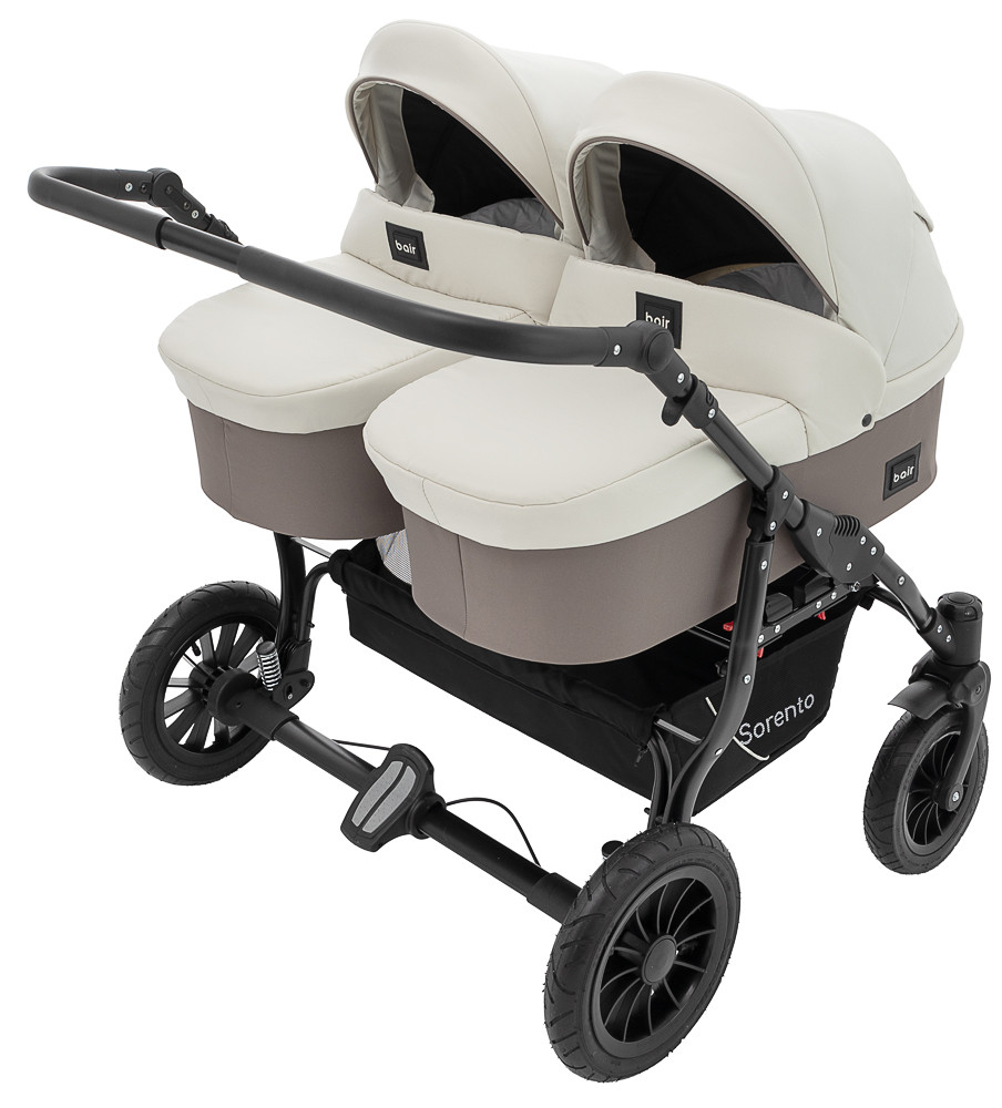 Коляска 2 в 1 для двійні Bair Sorento DUO BS-03 слонова кістка / капучино, фото 1