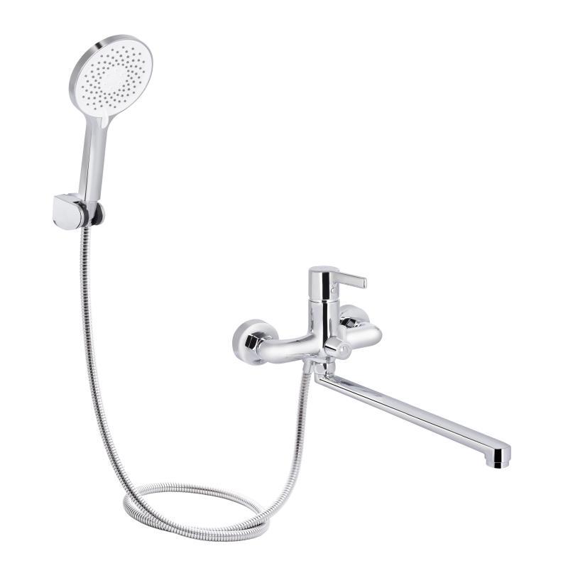 Змішувач для ванни Qtap Cardinal з довгим поворотним виливом (з душовим гарнітуром) QTCAR260CRM45657 Chrome, фото 1