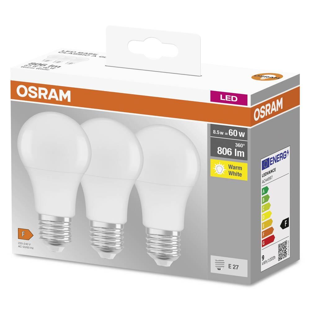 Osram Набір ламп 3шт LED E27 8.5Вт 2700К 806Лм A60