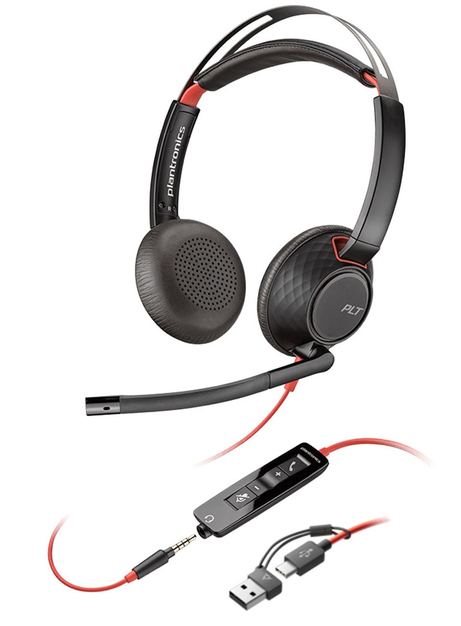 Poly Гарнітура комп'ютерна стерео On-ear Blackwire 5220, USB-A, USB-C, 3.5 мм, односпрямований, noise