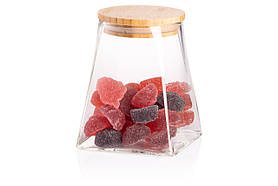 ARDESTO Банка для зберігання Midori, 510 мл, скло, бамбук, конусна, прозорий