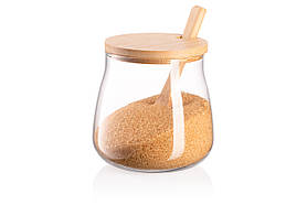 ARDESTO Банка для зберігання Midori Sugar, 500 мл, скло, бамбук, прозорий