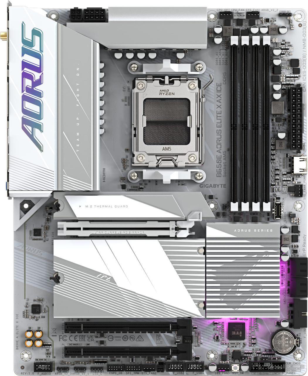 Gigabyte Материнська плата B650E A ELITE X ICE sAM5 B650 4xDDR5 M.2 HDMI DP Wi-Fi BT mATX